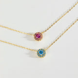 DPLAOPA 925 Silver Rainbow CZ Flower Pendant Red Jewels