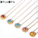 DPLAOPA 925 Silver Rainbow CZ Flower Pendant Red Jewels
