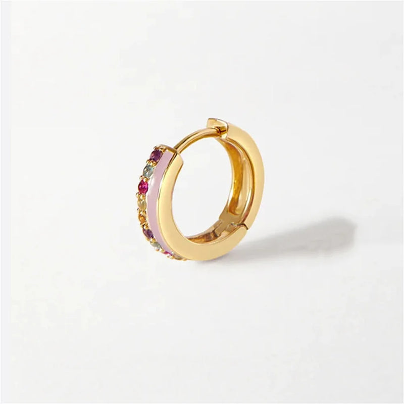 DPLAOPA 925 Silver Single Hoops Enamel Piercing Clips Earrings