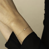 925 Silver Baguette Zircon CZ Charm Bracelet Bangle
