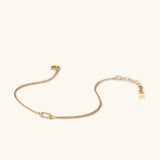 925 Silver Baguette Zircon CZ Charm Bracelet Bangle