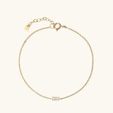 925 Silver Baguette Zircon CZ Charm Bracelet Bangle