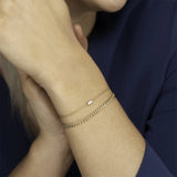 925 Silver Baguette Zircon CZ Charm Bracelet Bangle
