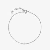 925 Silver Baguette Zircon CZ Charm Bracelet Bangle