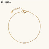 925 Silver Baguette Zircon CZ Charm Bracelet Bangle