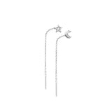 925 Silver Star Moon Chain Drop Earring Rock Punk Jewels