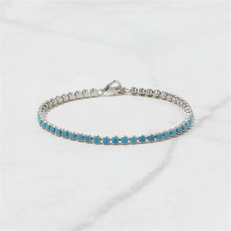 DPLAOPA Recycled Silver Turquoise Tennis Bracelet Minimalist Gift