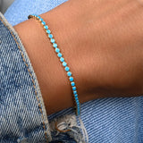 DPLAOPA Recycled Silver Turquoise Tennis Bracelet Minimalist Gift