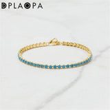 DPLAOPA Recycled Silver Turquoise Tennis Bracelet Minimalist Gift