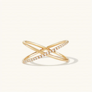 925 Silver CZ O X Ring Zircon Circle Cross Line Size Women Wedding Jewelry