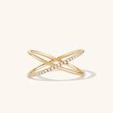 925 Silver CZ O X Ring Zircon Circle Cross Line Size Women Wedding Jewelry
