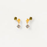 925 Sterling Silver Three Zircon Stud Earring Rock Punk Clips