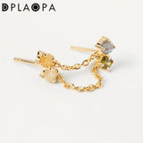 925 Silver Rainbow Chain Stud Earring Rock Punk Jewelry