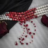 Blood Pattern Pearl Necklace PUNK Multi-layer Short Necklace