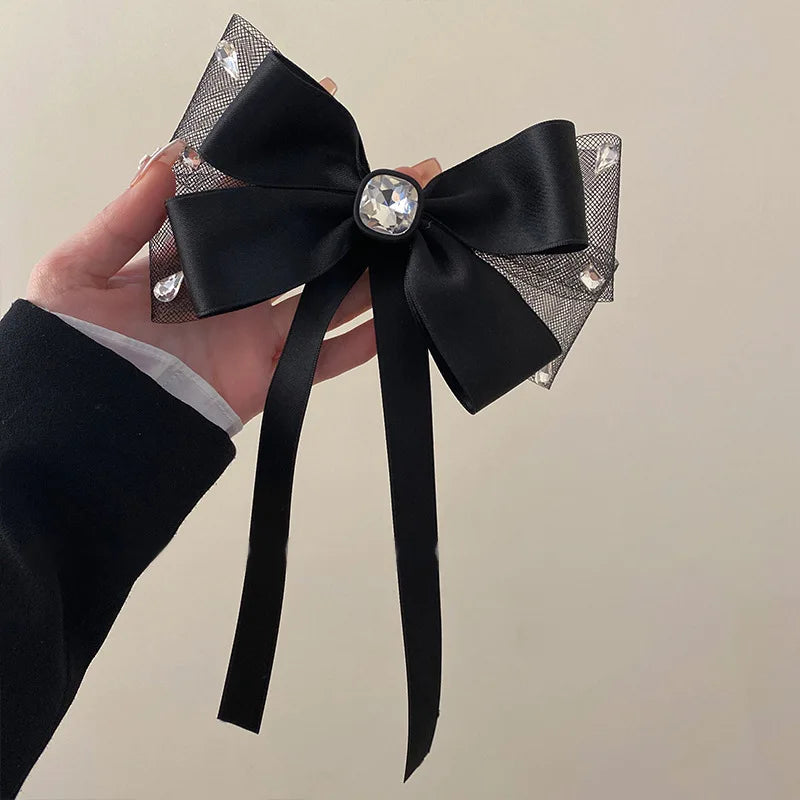 Bow Tie Ribbon Mesh Grab Clip Hair Claws