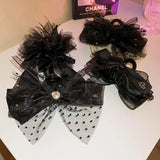 Bow Tie Ribbon Mesh Grab Clip Hair Claws