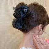 Bow Tie Ribbon Mesh Grab Clip Hair Claws