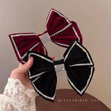 Bowknot Hair Clip Crystal Pearl Hairpins Camellia Bow Bride Tiara