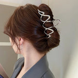 Metal Geometry Wavy Crab Hair Clip for Women's Hair