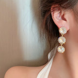 Rhinestone Hanging Earrings 925 Sterling Silver Needle