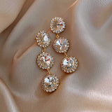 Rhinestone Hanging Earrings 925 Sterling Silver Needle