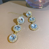 Rhinestone Hanging Earrings 925 Sterling Silver Needle