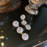 Rhinestone Hanging Earrings 925 Sterling Silver Needle