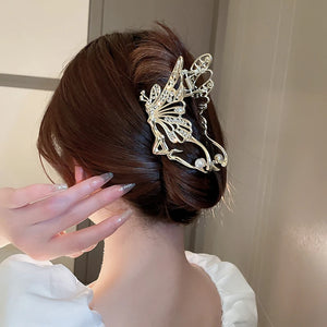 Rhinestone Butterfly Flower Hair Claw for Wedding