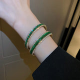 Sparkly Green Rhinestone Bracelet Women's Crystal Wristband Jewelry