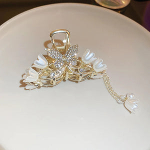 Lily of the Valley Tassel Hair Claws with Rhinestones