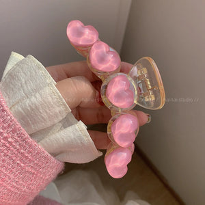 Pink Heart Hair Claws Acrylic Geometric Arc Claw Clip
