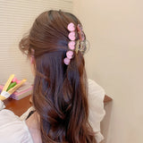 Pink Heart Hair Claws Acrylic Geometric Arc Claw Clip