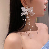 Pearl Pendants Earrings Rhinestone Lace Woman Earring Women Stud Dangle Jewelry