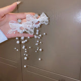 Pearl Pendants Earrings Rhinestone Lace Woman Earring Women Stud Dangle Jewelry