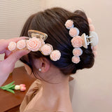 Romantic Rose Flower Hair Claws Vintage Acrylic Headdress