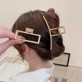 Geometric Snake Hair Claw - Rhinestone & Pearl Clip
