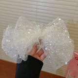 Bead Slice Bowknot Spring Clip Hair Pins for Women