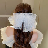 Bead Slice Bowknot Spring Clip Hair Pins for Women