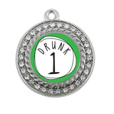 Antique Silver Plated Drunk One Circle Charm Jewelry