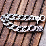 Retro Wide-faced Ring Buckle Heavy Silver Bracelet for Men