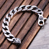 Retro Wide-faced Ring Buckle Heavy Silver Bracelet for Men