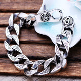 Retro Wide-faced Ring Buckle Heavy Silver Bracelet for Men