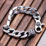 Retro Wide-faced Ring Buckle Heavy Silver Bracelet for Men