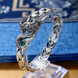 DSSilver Creative Watch with Green Gem Dragon Totem Men's Bracelet