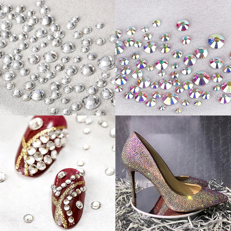 Crystal Multicolor Rhinestones Flatback Glass Glitter for Clothing Nail Art