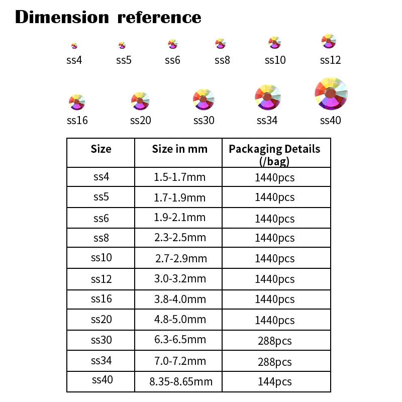 Crystal Multicolor Rhinestones Flatback Glass Glitter for Clothing Nail Art