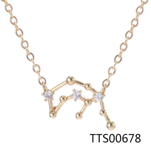 Zodiac Zircon Constellation Pendant Necklace