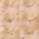 Zodiac Zircon Constellation Pendant Necklace