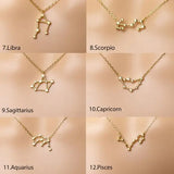 Zodiac Zircon Constellation Pendant Necklace