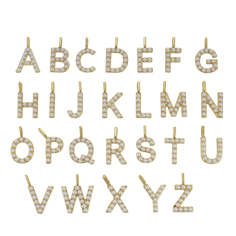 18mm Pearl Alif Letters Pendant Charms for Necklace DIY Gift